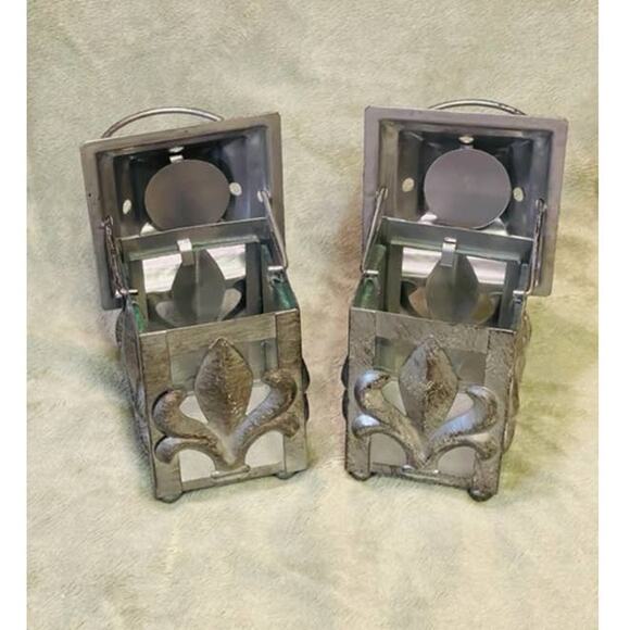 Ashland Lightweight Metal Decorative Hanging La Fleur Pattern Mini Lanterns - Picture 2 of 4
